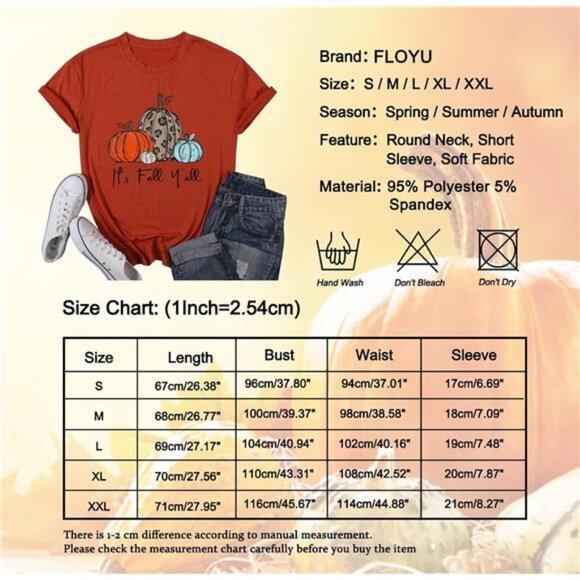 Graphic Shirt for Women - Thanksgiving Pumpkin Splicing Sleeve Fall Top - Picture 6 of 6